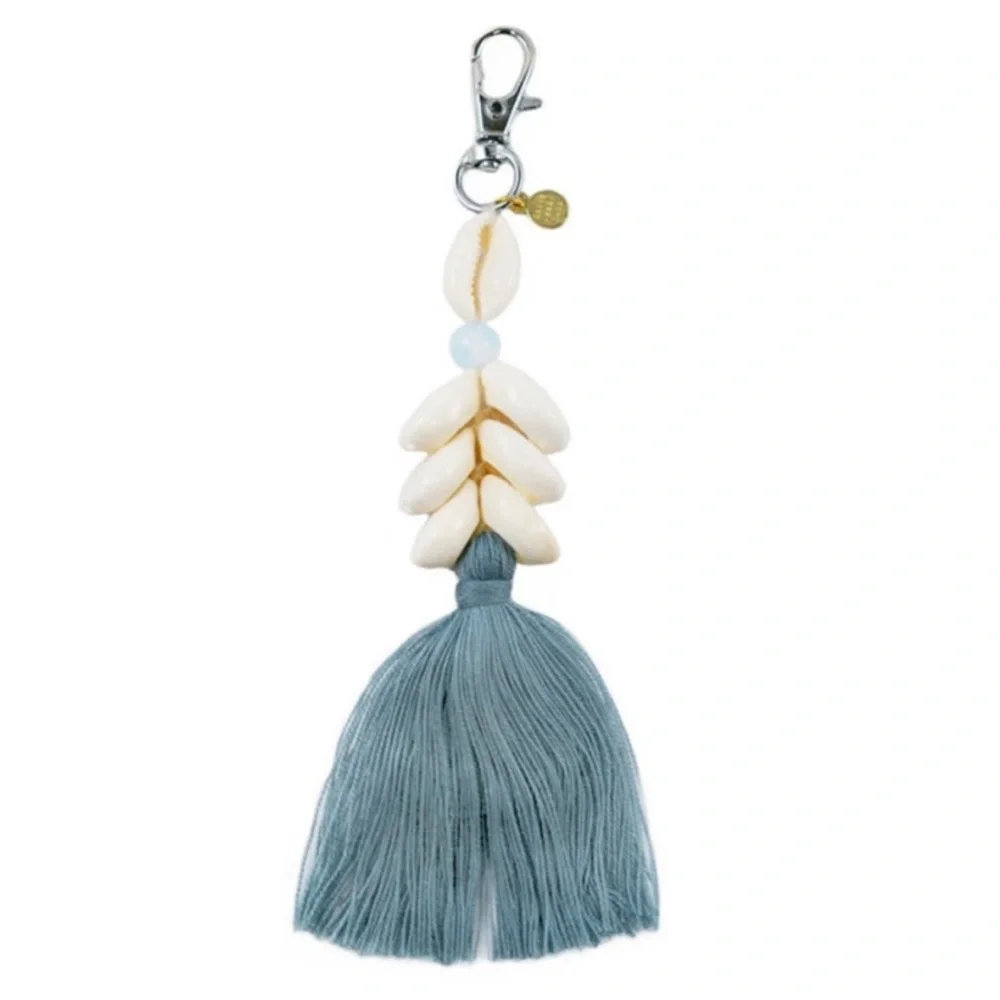 Lotus and Luna Cowry Shell Moonstone Clip Keychain Beachly Box
